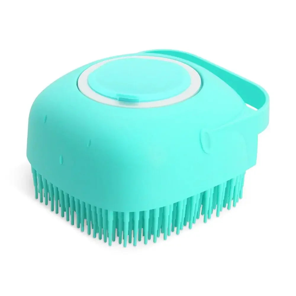 Pet Dog Shampoo Brush 2.7oz 80ml Cat Massage Comb Grooming Scrubber  for Bathing Short Hair Soft Silicone Rubber | Color:blue
