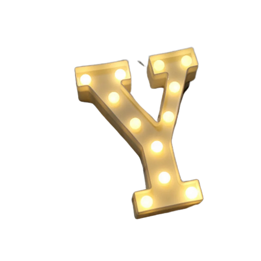Luminous Number Lamp Alphabet Letter LED Lights Birthday Valentine's Day Wedding Party Decor 0-9 Digital A-Z Letters Night Light | Color:Y