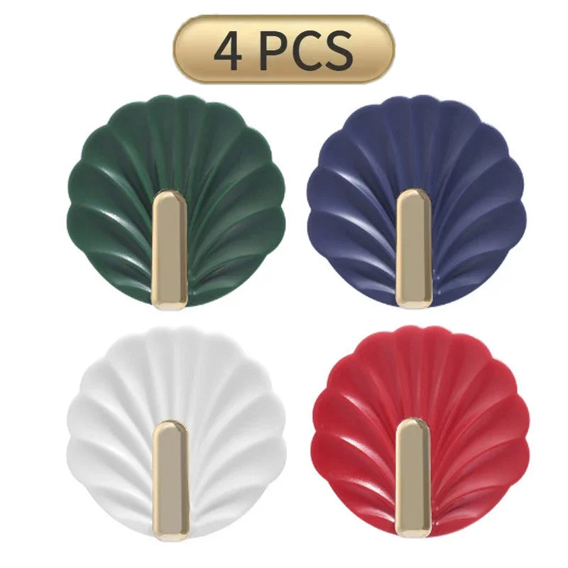 4/2/1pcs Luxury Punch-Free Wall Hooks Strong Sticky Coat Hanger Rack Clothes Towel Bag Key Kitchen Door Organizer Easy Install | Color:mix-4pcs
