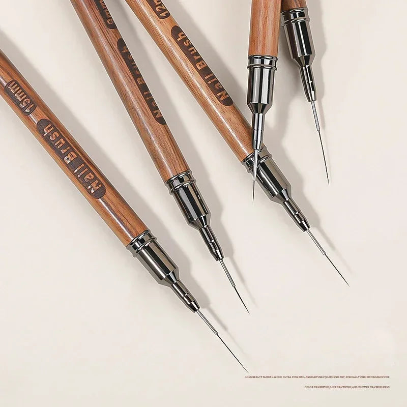 Nail Brush Wood Handle Gel Nail Art Liner DIY Painting Brush Drawing Lines Stripe Flower Painting Pen UV Gel Manicure Salon Tool | 2