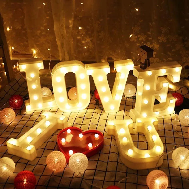 Luminous Number Lamp Alphabet Letter LED Lights Birthday Valentine's Day Wedding Party Decor 0-9 Digital A-Z Letters Night Light | 2