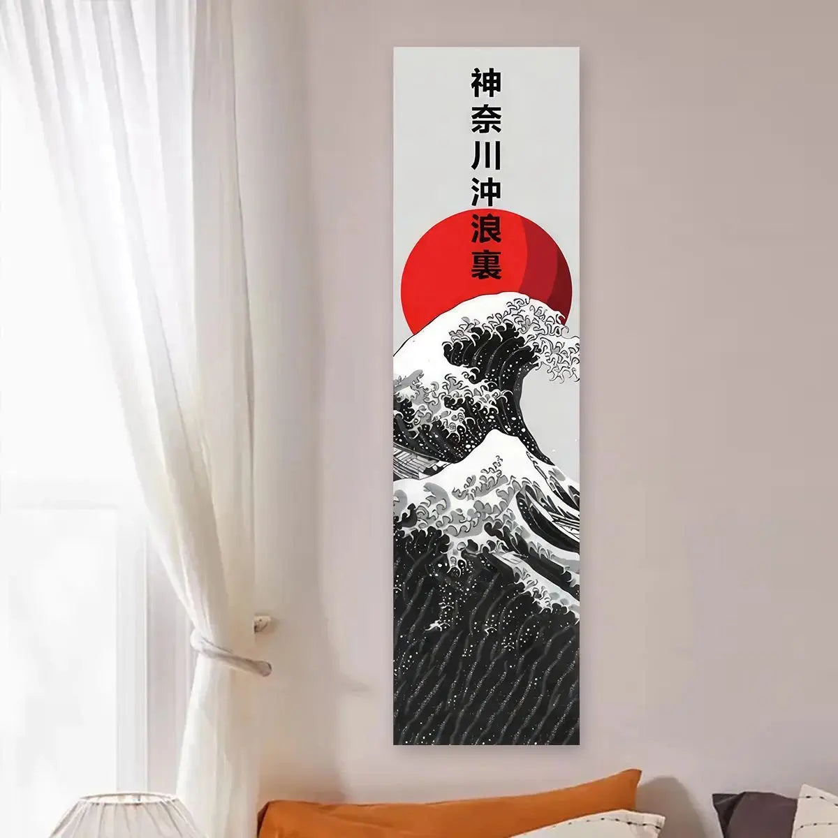 VIKAMA Japanese-Style Red Sun and Waves Bohemian-Style Landscape Wall Decor Ideal for bedroom and living room wall decoration | 4