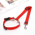 Solid Color Two-in-one Pet Car Seat Belt Nylon Lead Leash Backseat Safety Belt Adjustable Dogs Harness Collar Pet Accessories | Color:Red
