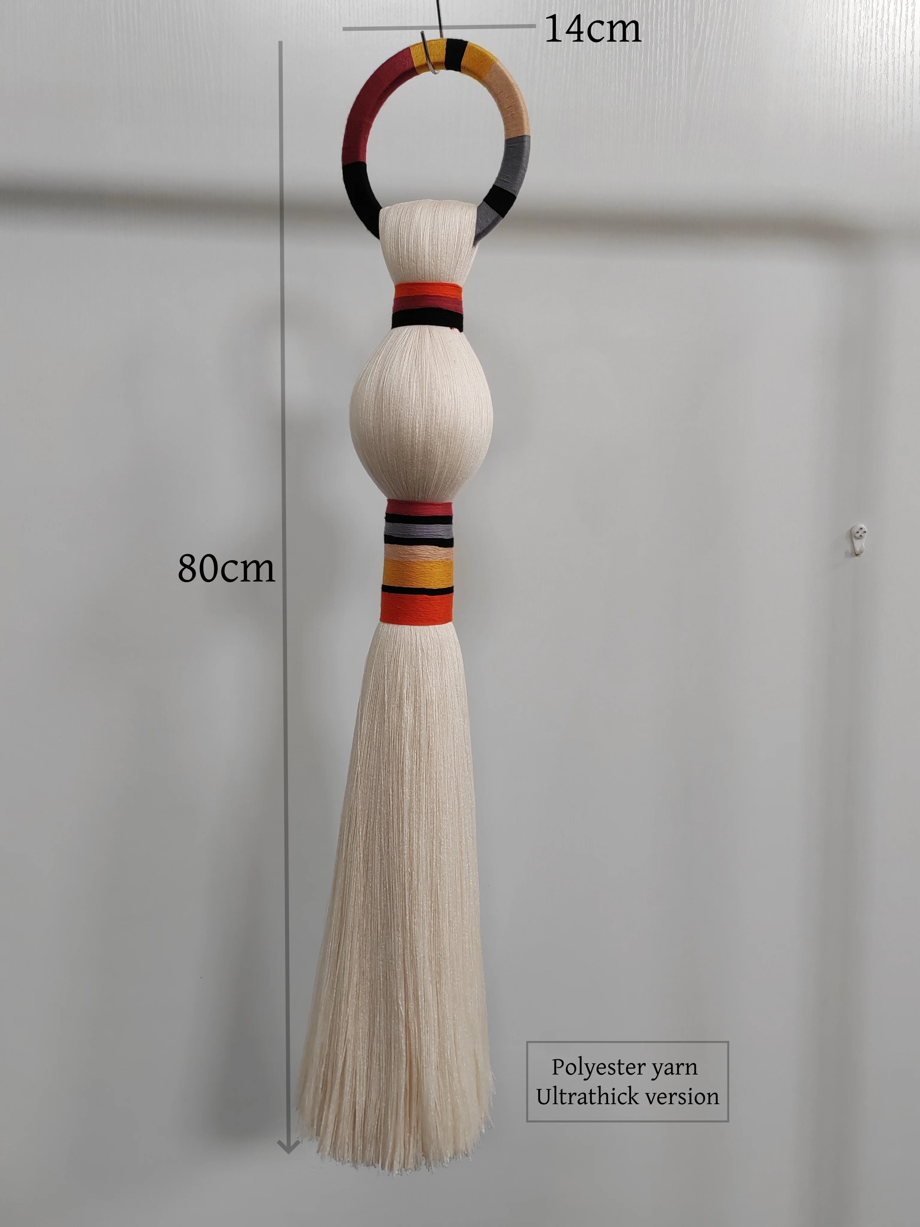 Boho Macrame Spherical Ball Hanging Decor Handwoven Unique Wall Sculpture Modern Organic Art for Living Room Bedroom Home Decor | Color:14x80cm-UT