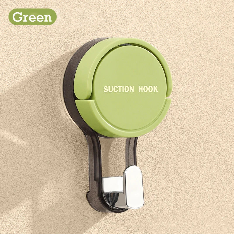 1/2PCS Suction Cup Hooks No Punching Wall Hooks for Bathroom Kitchen Bedroom Reusable Towel Clothes Hanger Hook Home Organizer | Color:Green
