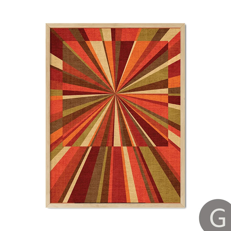 Abstract Thistles Marbled Garden Revival Stallion Terracotta Line Decor Painting Canvas Wall Art Print Poster Picture LivingRoom | Color:G