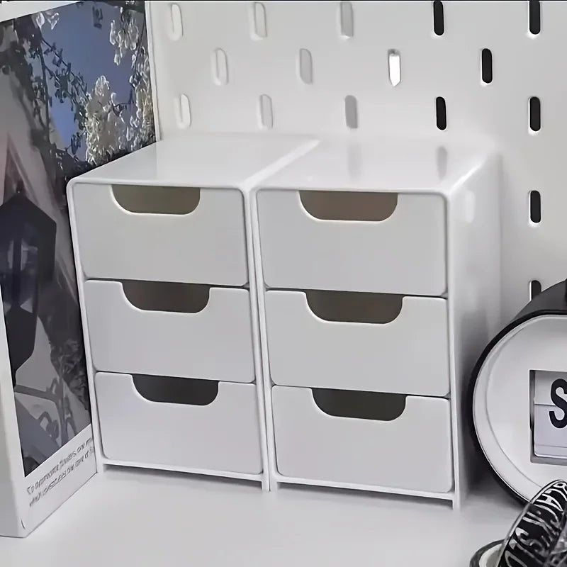 Chic 3-Tier Desk Organizer with Drawers - Ideal for Office Supplies, Jewelry & Cosmetics Storage - Portable Divider Box | 1