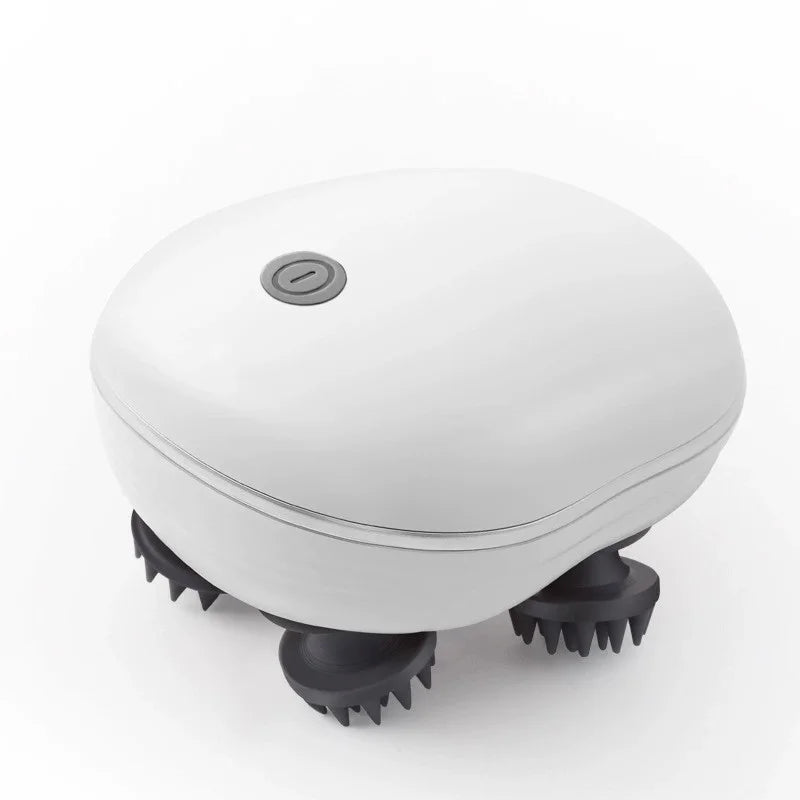 Electric Cat Massager Cat and Dog Massage Tool with Four Rotating Massage Heads Automatic Pet Head & Back Scratcher Pet Massager | Color:WHITE