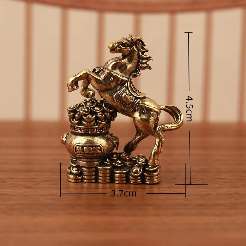 Full Copper Horse Zodiac Wealth Attracting And Protecting Home Decorations Instant Fortune And Success Ornament Chinese New Year | Color:B