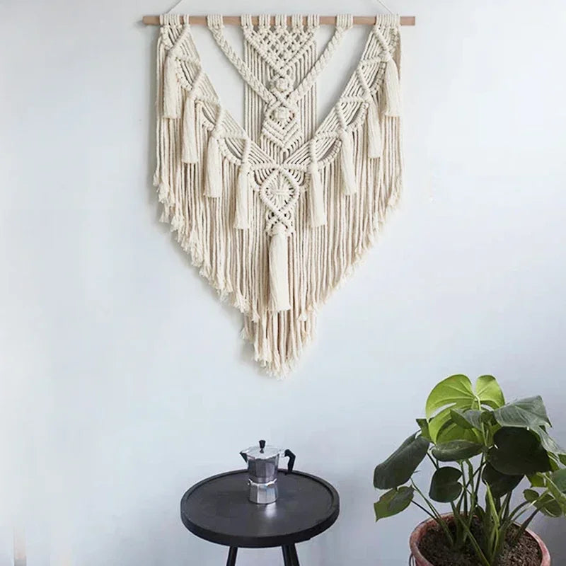 Macrame Woven Wall Hanging Boho Home Chic Bohemian Geometric Art Decor Beautiful Apartment Dorm Room Decoration Tapestry | 2