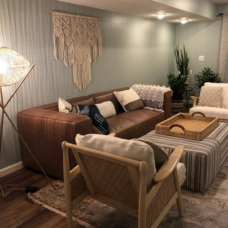 Large Macrame Wall Hanging Tapestry with Wooden Stick Hand-Woven Bohemia Tassel Curtain Tapestry Wedding Backgrou Boho Decor | 1