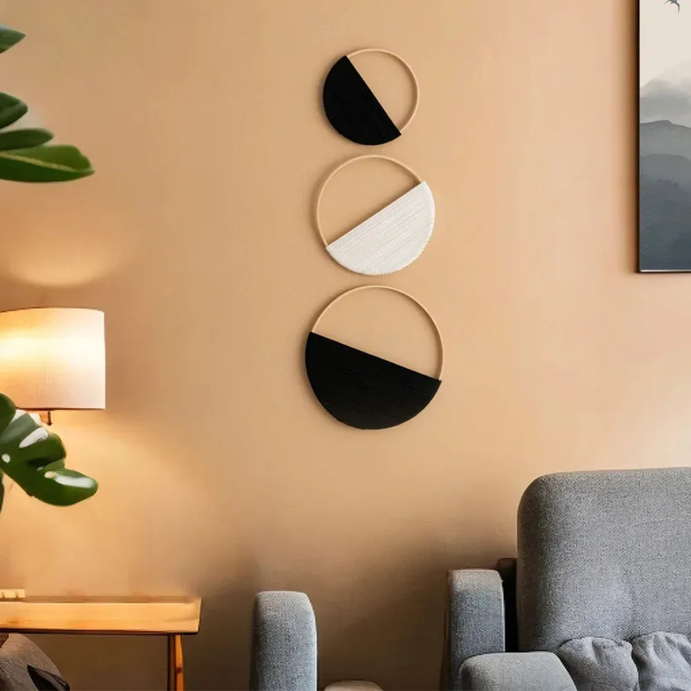 Macrame Wall Hanging Tapestry with Wooden Stick Hand-Woven Bohemia Tassel Curtain Tapestry Wedding Backgrou Boho Decor | Color:Slina 068032