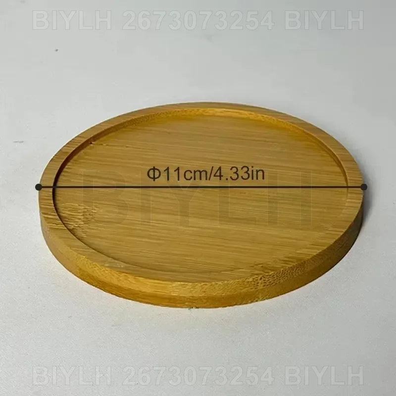 2/1 Pcs Hydroponic Plants Glass Flower Pots Home Decoration Transparent Small Vase Plant Pots With Base Tray Garden Accessories | Color:Bamboo Tray (11cm)