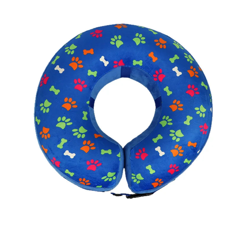 Dog Inflatable Cone Collar Adjustable Washable Post-Surgery Recovery Sweet Donuts for Large Medium Dogs Cats Protective Collar | Color:A