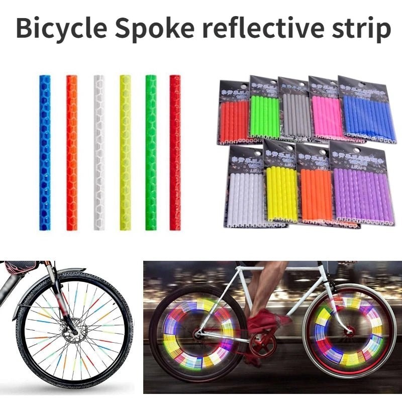12pcs/Bag Bicycle Spoke Reflective Strip 7.5cm MTB Bike Wheel Rim Spoke Sticker Tube Warning Strip DIT Riding Reflective Stripe | 0