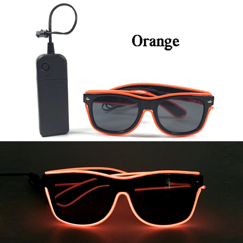 Fashion Luminous Decorative Glasses Neon Light Decoration LED Sunglasses For Nightclub DJ Dance Music Rave Costume Night | Lenses Color:Type 05