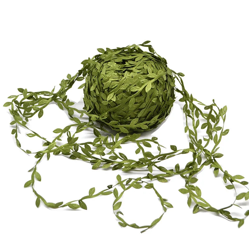 10 Meter Silk Leaf-Shaped Handmake Artificial green Leaves For Wedding Decoration DIY Wreath Gift Scrapbooking Craft Fake Flower | 0
