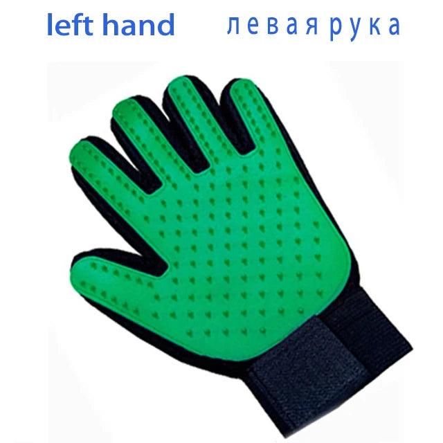 DualPet Pet Grooming Glove for Dog Cats Glove Pet Hair Deshedding Brush Comb Glove Pet Dog Cleaning Massage Glove Accessories | Color:Left Green