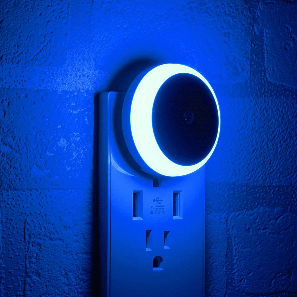LED Night Light Plug in Dusk To Dawn Smart Sensor Auto Dim Into Wall Night Lamp for Bathroom Hallway Kitchen Stairway Bedroom | Emitting Color:1pc Blue Light