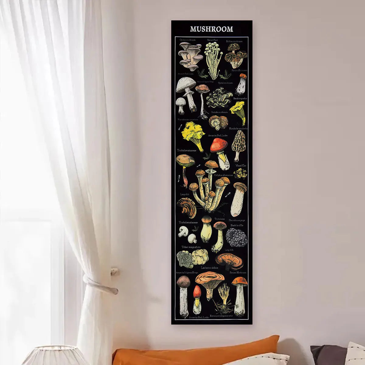 Floral & Plants Chart Vertical Tapestry Mushrooms Wall Hanging Reference llustrative Botanical Art Tapestry Flowers Home Decor | 3