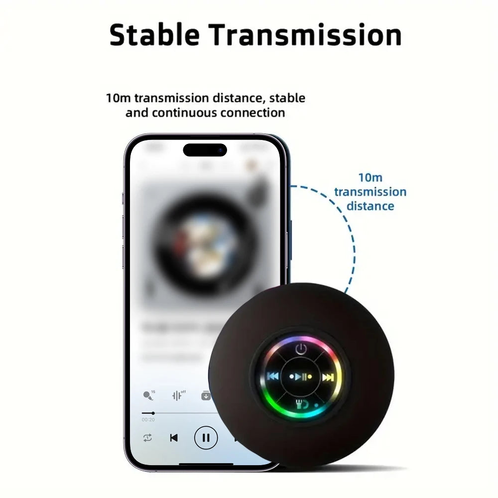 Portable Wireless Bluetooth Speaker LED Light IPX4 Waterproof Loudspeaker Outdoor Bathroom Large Suction Cup Stereo Sound Box | 4