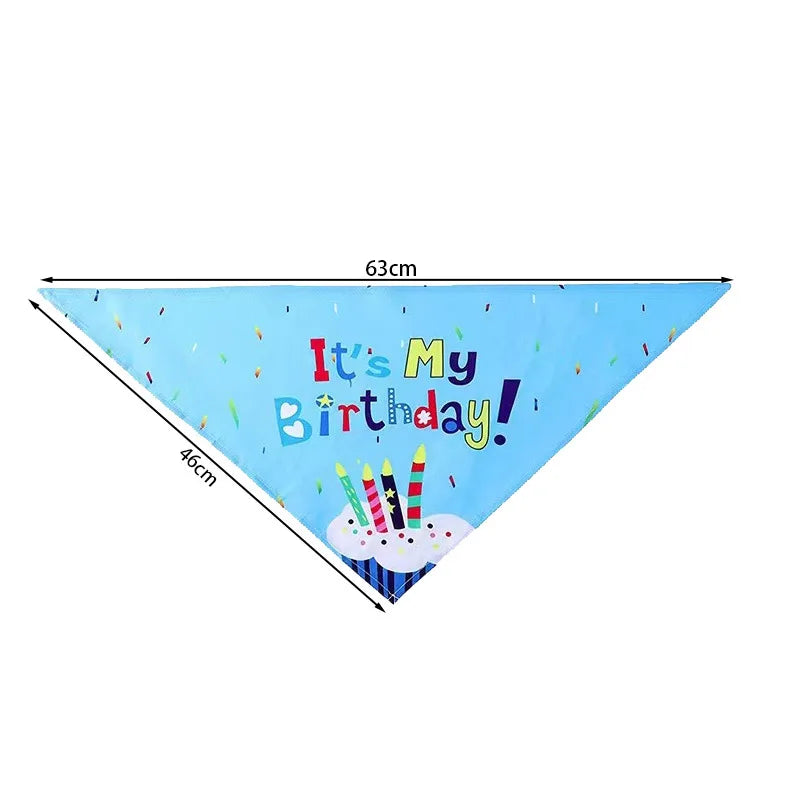 Pet Birthday Party Set Balloon Bandana Hat Bowtie Slogan Supplies for Celebrating Dog Products Supplies All for Pets Cats Party | Color:Blue Bandana