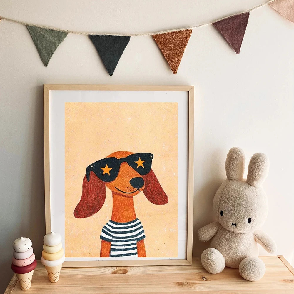 Safari Nursery Decor Poster Jungle Boho Cartoon Cute Wall Art Prints Baby Kids Animal Prints Children's Room Bedroom Decoration | 3