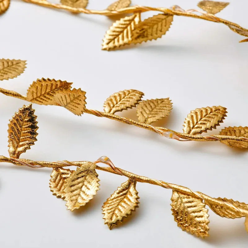 2M 20LED Golden Leaves String Fairy Lights For Wedding Birthday Party Decoration Home Garden Artificial Plant Garland Vine Light | 3