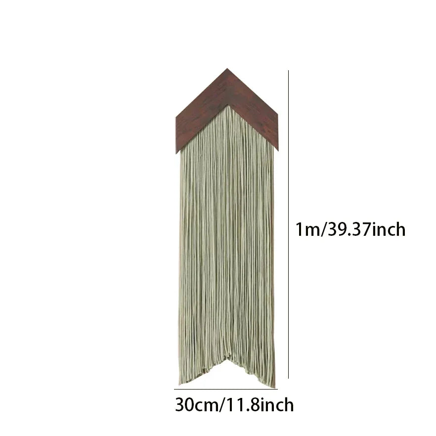 Macrame Wall Hanging Tapestry with Wooden Stick Hand-Woven Bohemia Tassel Curtain Tapestry Wedding Backgrou Boho Decor | 2