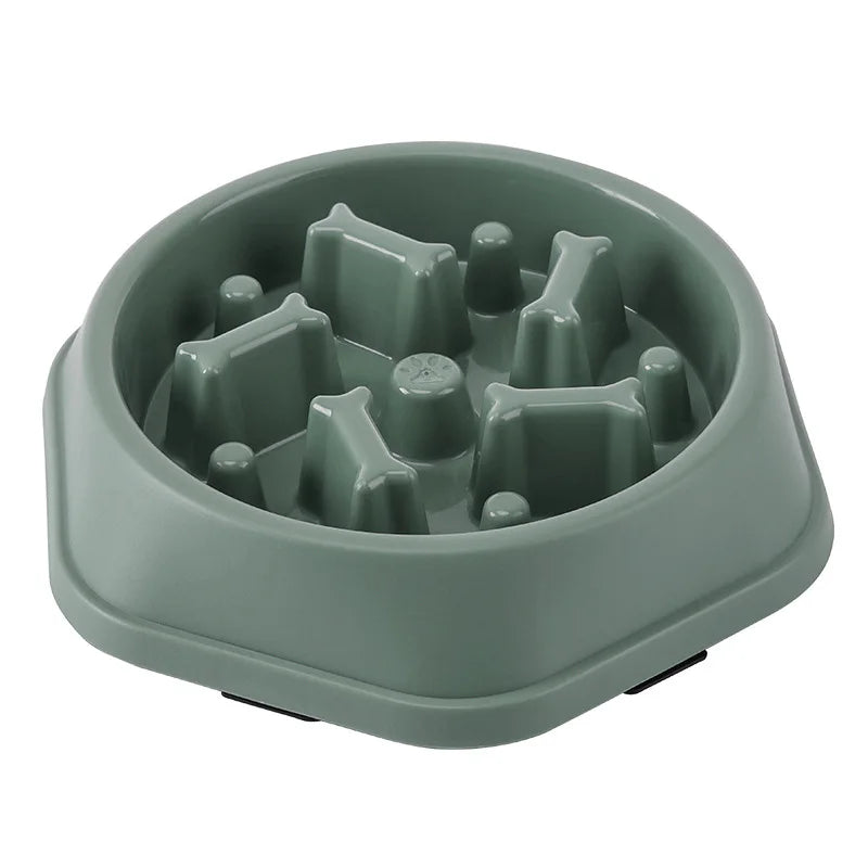 Pet Cat Dog Slow Food Bowl Fat Help Healthy Round Anti-choking Thickened And Non-slip Multiple Colors Shapes | Color:Picture color-1