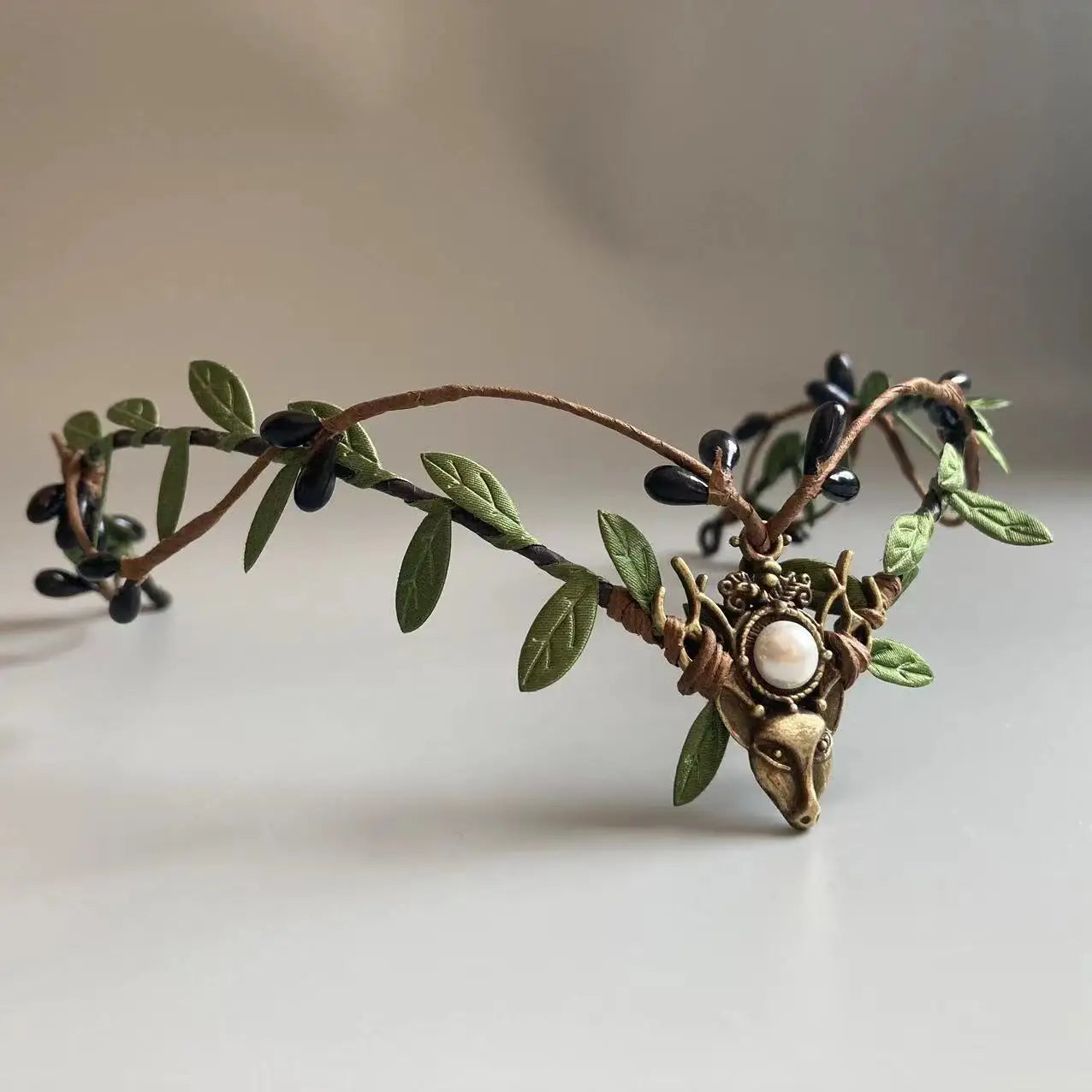 Elf Crown  Minimalist Woodland Tiara Deer Antlers Elven Headpiece Festival Boho Wedding Bride Fairy Costume Circlet Renaissance | Color:ELF35 white peal