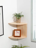 Wooden Corner Shelf Two-Layer Burlywood Shelf Boho Home Decoration Floating Wall Organizer Room Decors Aesthetic Wall Decor Gift | Color:corner shelf MS6771