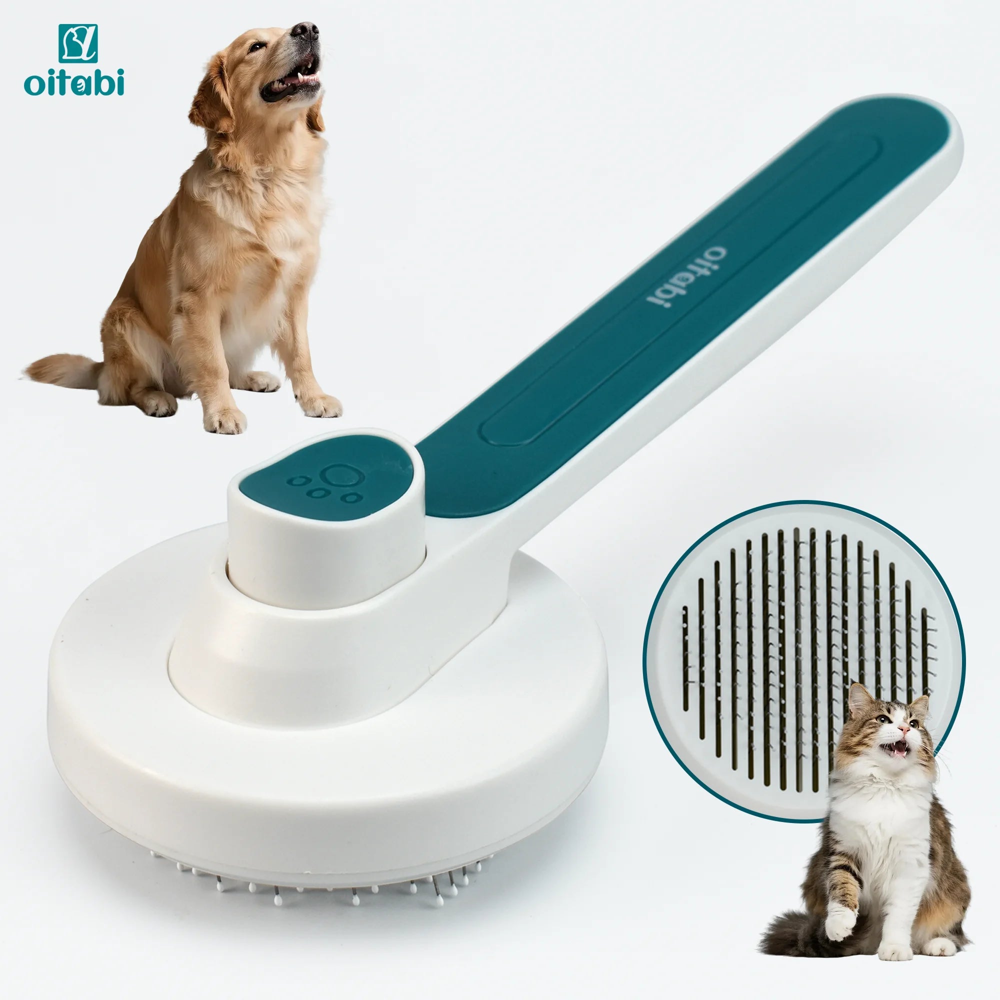 Oitabi Self Cleaning Brush for Dogs and Cats, Pet Hair Brush for Shedding Long & Short Hair, Easy Clean Retractable Hair Removal | 0