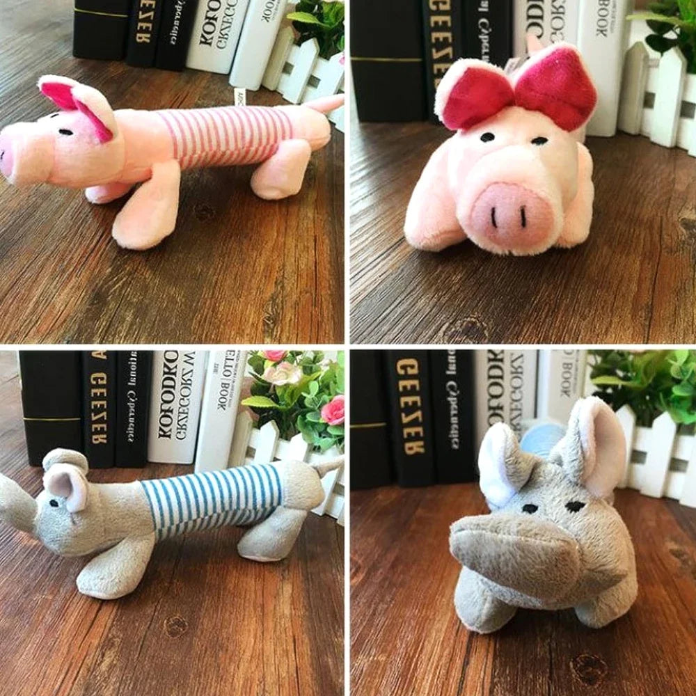 Plush Cute Elephant Duck Pig Pet Dog Cat Squeak Sound Dog Toys Funny Fleece Durability Chew Molar Toy Fit for All Pets | 2