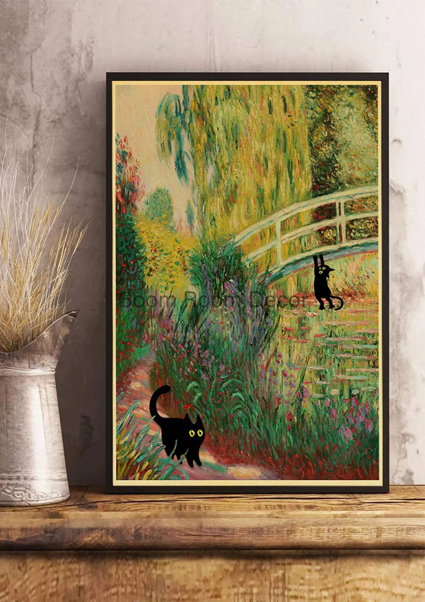 Digital Cats Cute Poster Kraft Paper Prints Modern DIY Funny Cartoon Room Painting Prints Art Picture Posters Living Room Decor | Color:Z123-27