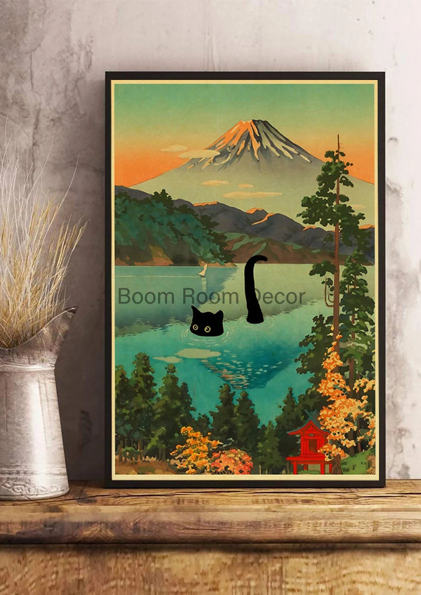 Digital Cats Cute Poster Kraft Paper Prints Modern DIY Funny Cartoon Room Painting Prints Art Picture Posters Living Room Decor | Color:Z123-17