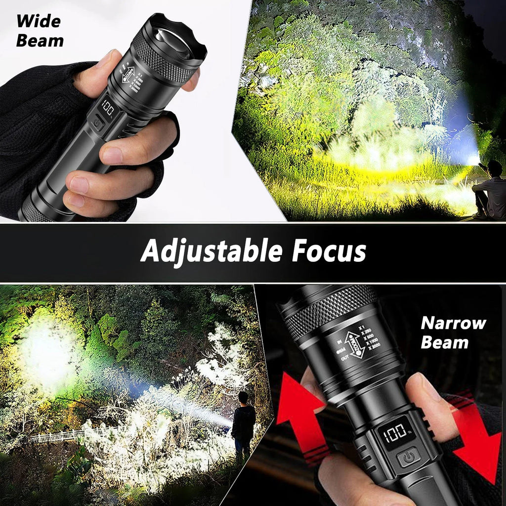 Rechargeable LED Flashlight Zoomable Torch with LCD Display 3 Modes Waterproof High Power Hand Light Outdoor Wilderness Camping | 1