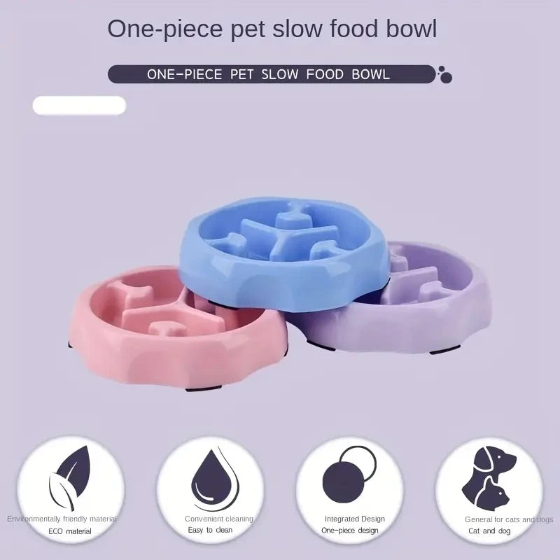 Pet supplies Color Slow Feeder Cat Bowl Anti-choking Plastic Dog Puzzle Food Bowl, Dog Water Basin For Anxiety Relief | 2
