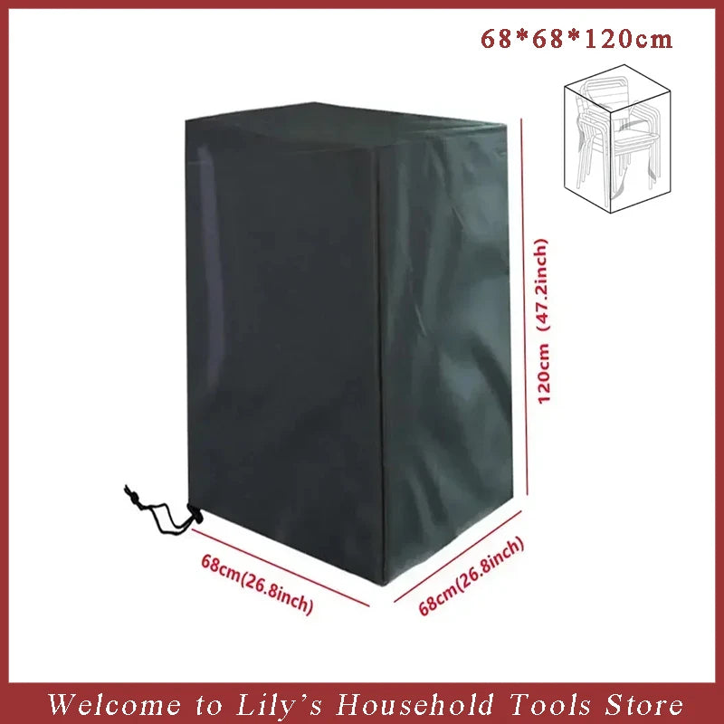 Stacked Chair Dust Cover Outdoor Garden Patio Furniture Protector Cover Waterproof Dustproof Chaircover Rain Cover Chair Sofa | Color:68x68x120cm