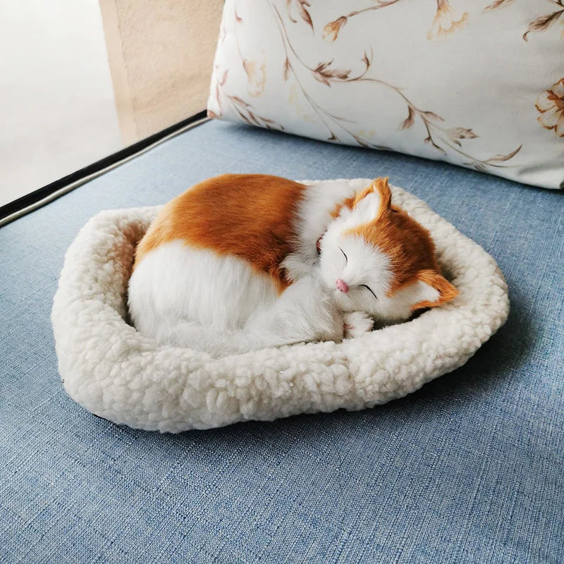 Breathing Cat Simulation Pet Model Ornaments Plush Sleeping Cat Dog Home Decoration Ornament Photography Props Crafts B-day Gift | 4