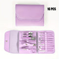 16pcs Professional Nail Clippers and Cuticle Nippers Set with Travel Case Manicure Set Pedicure Sets Nail Clippers | Color:Purple