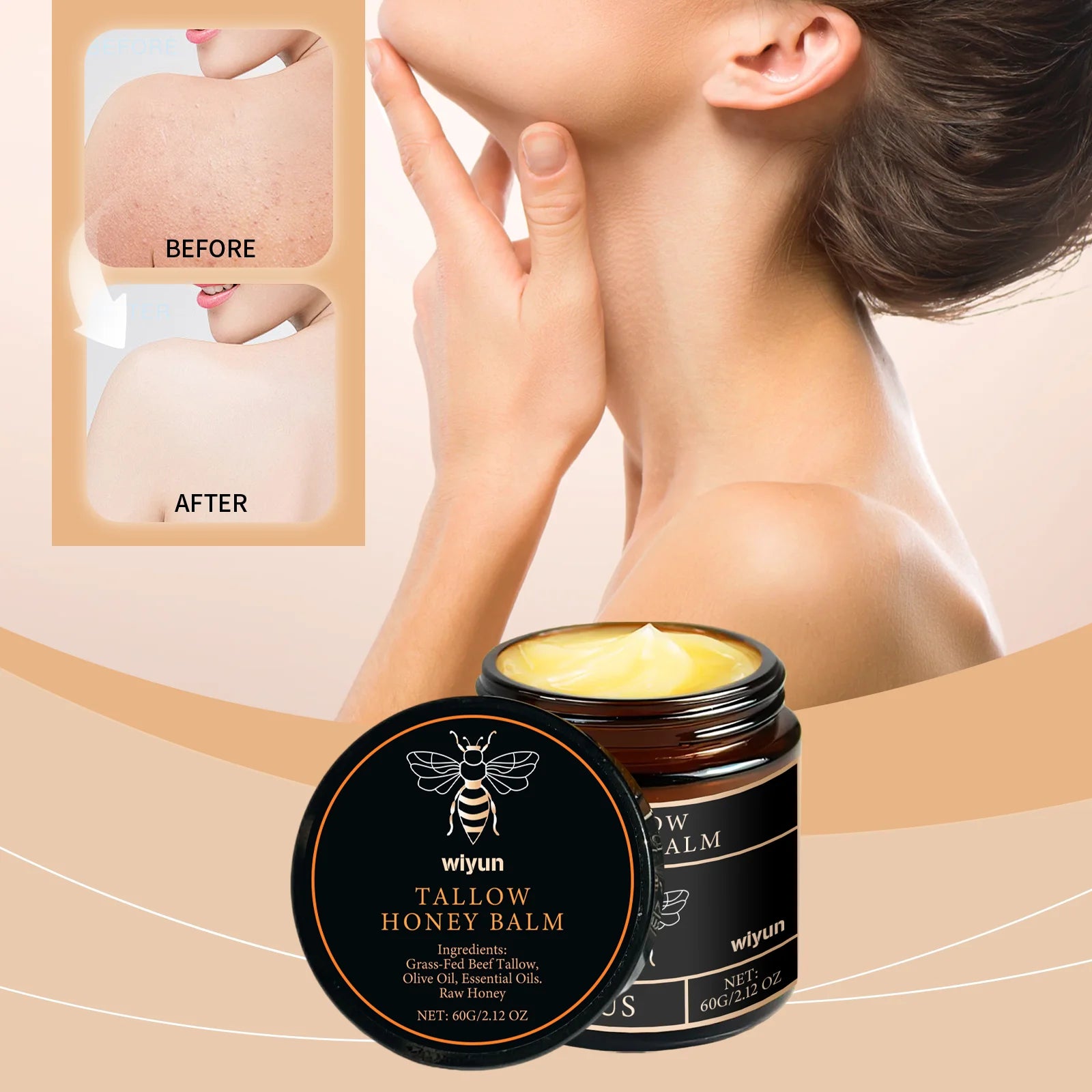 Tallow Honey Cream Glow Hydrating Skin Improve Elasticity Soft Bleaching Improve Dullness Firming Face Body Moisturizer Lotion | 0