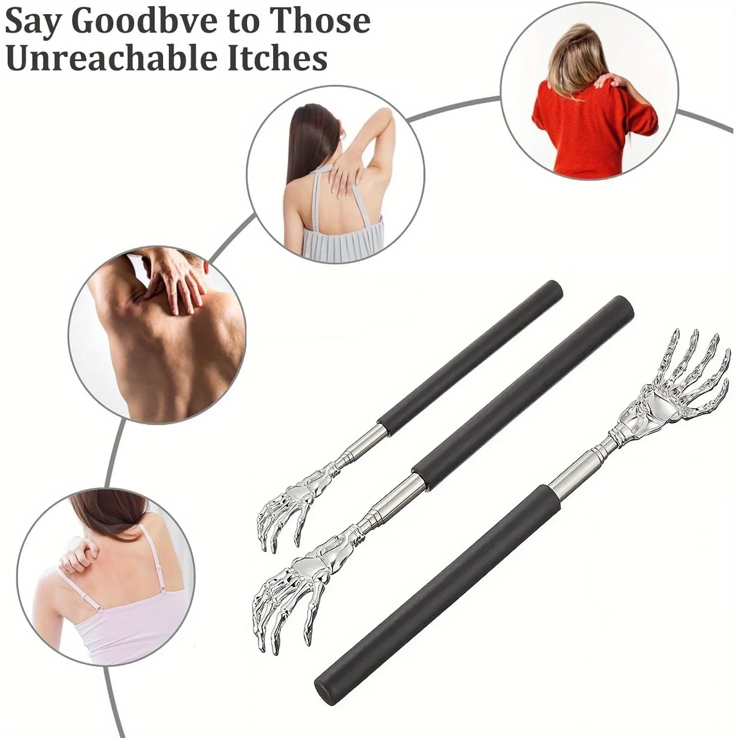Portable Extendable Back Scratcher Stainless Steel Telescoping Back Scratcher for Both Human and Pets Extendable Back Massager | 2