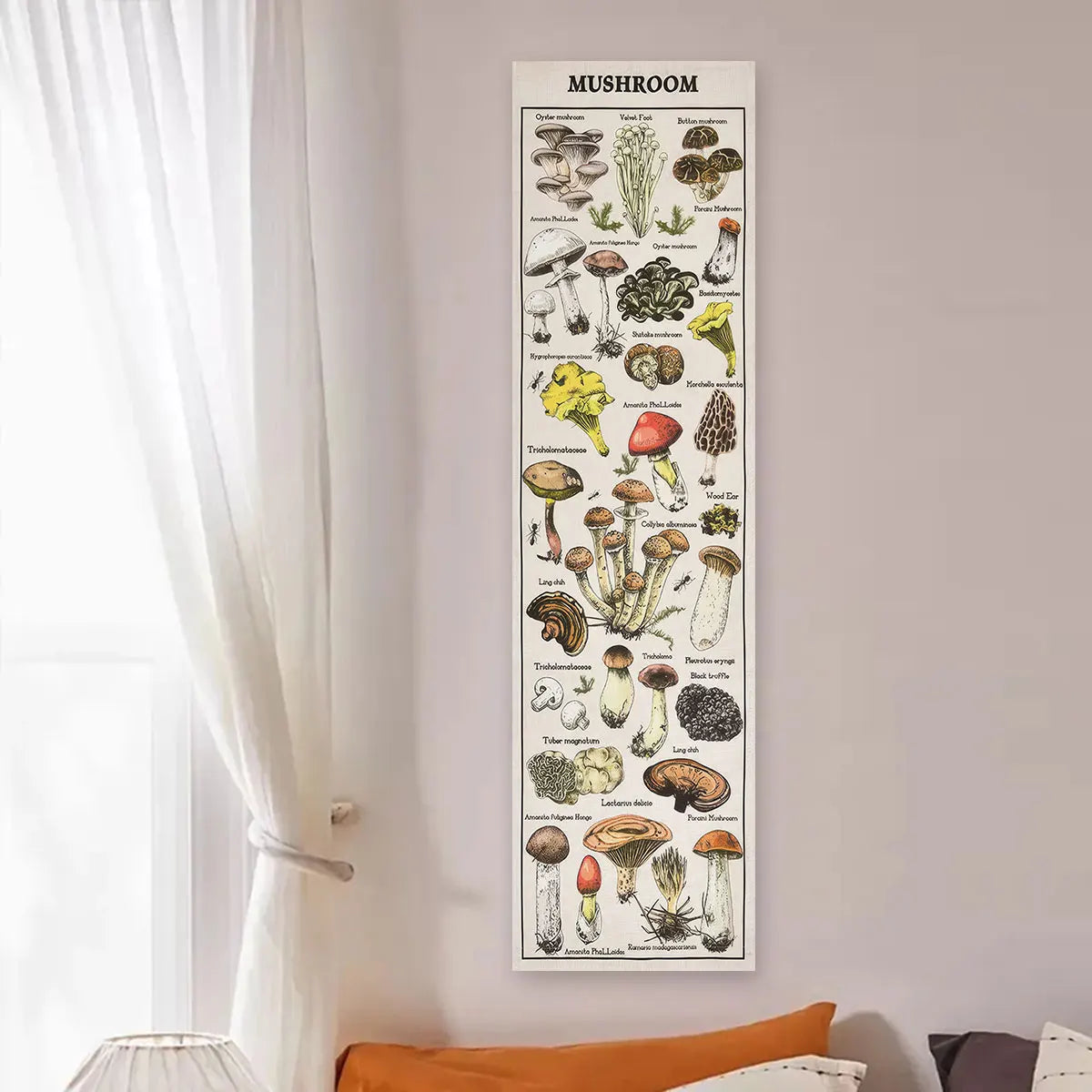 Floral & Plants Chart Vertical Tapestry Mushrooms Wall Hanging Reference llustrative Botanical Art Tapestry Flowers Home Decor | 4