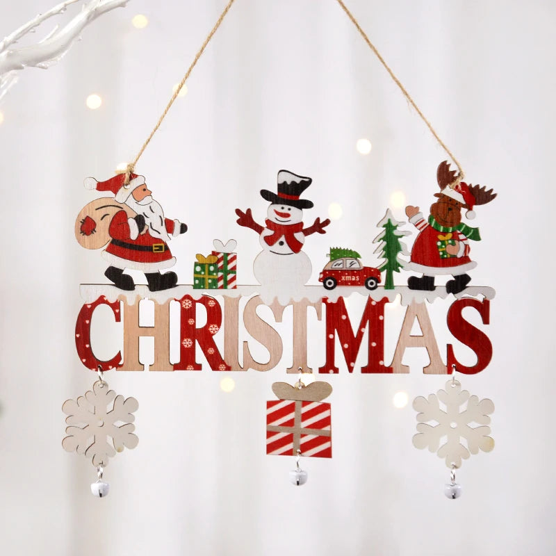Gnome Santa Claus Wooden Hanging Ornament 2024 Merry Christmas Decoration for Home Door Xmas Tree Pendants Navidad New Year 2025 | 2