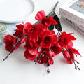 High Quality 5 Forks 20 Head Artificial Magnolia Flower For Home Living Room Table Decoration Bride Wedding Party Flower Bouquet | Color:Red