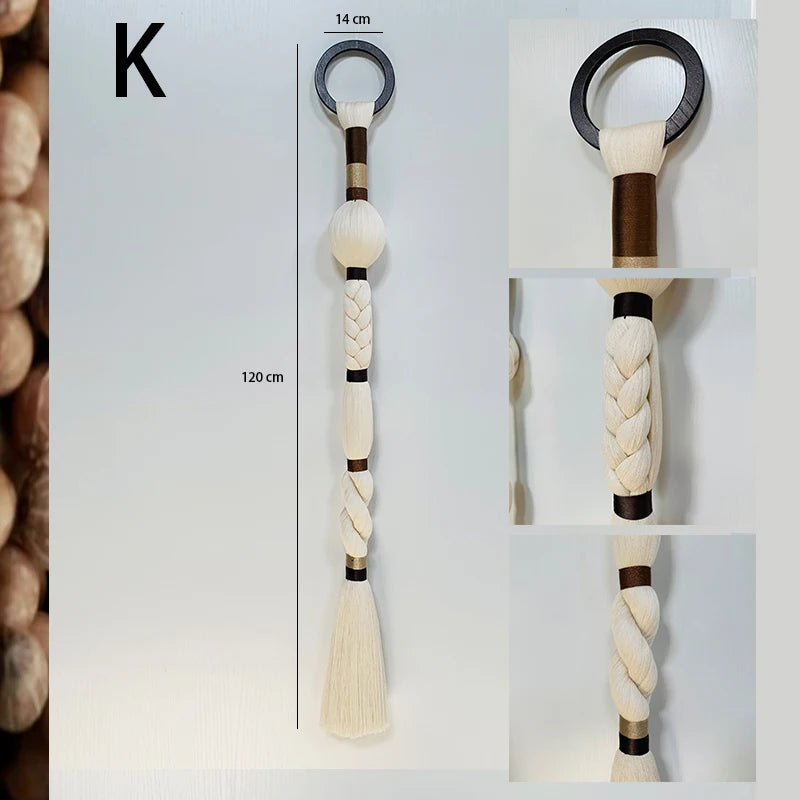 Boho Chic Art Decor Rope Knot Thick Polyester Luxury Woven Wall Hanging Decor For Wedding Or Living Room | Color:K-14x120cm