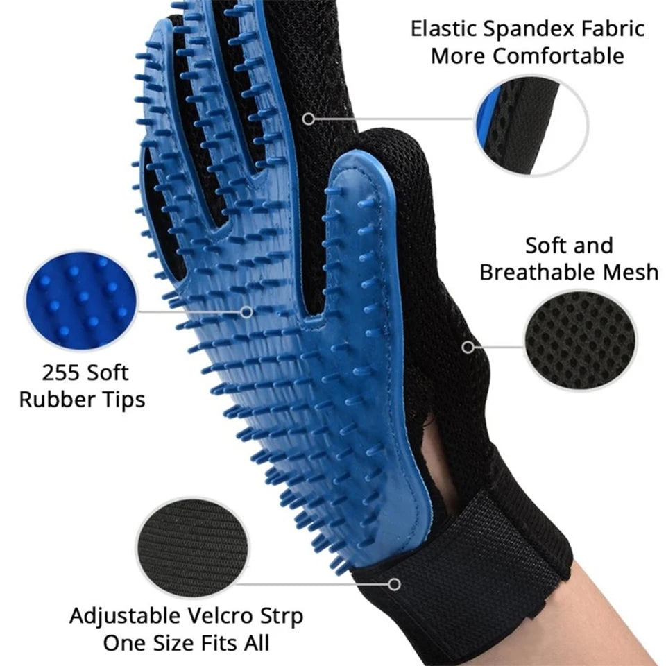 DualPet Pet Grooming Glove for Dog Cats Glove Pet Hair Deshedding Brush Comb Glove Pet Dog Cleaning Massage Glove Accessories | 2
