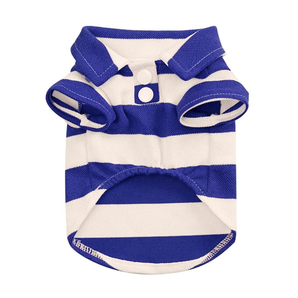 Stripe Dog Shirt Breathable Polo Shirts Summer Dog Clothes for Small Medium Dogs Cat Girl Boy Puppy Chihuahua Yorkie Pet Apparel | Color:Blue