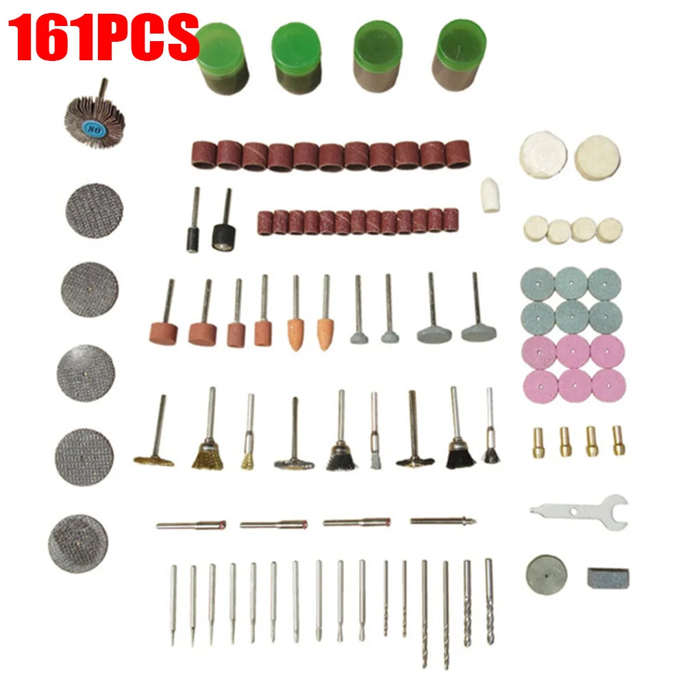 40~217Pcs Power Tools Rotary Tool Accessory Set Fits Dremel Drill Grinding Polishing Accessories Mini Saw Blade Abrasive Tool | Color:161Pcs   Bag